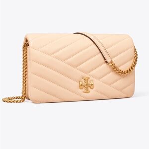 New Tory Burch Kira Quilted Leather Wallet on Chain
